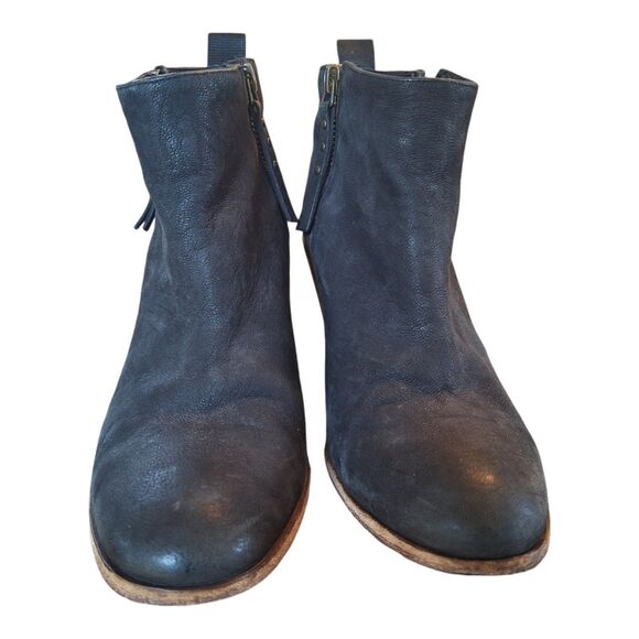 Anthropologie Hoss Intropia Double Zip Suede Heeled Ankle Boots Black 38 Spain 8 - Picture 5 of 12